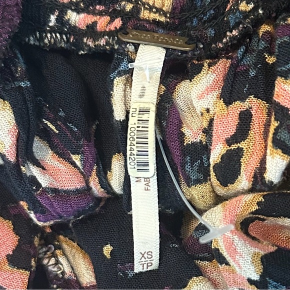 Free People On the Edge Floral Festival Flowy Black Multicolor Short Sleeve XS - Picture 5 of 6